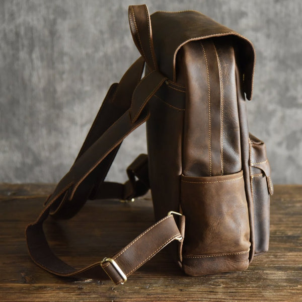 Crazy Horse Leather Backpack - YONDER BAGS