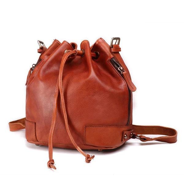 Tulip Vintage Leather Bucket Bag - YONDER BAGS