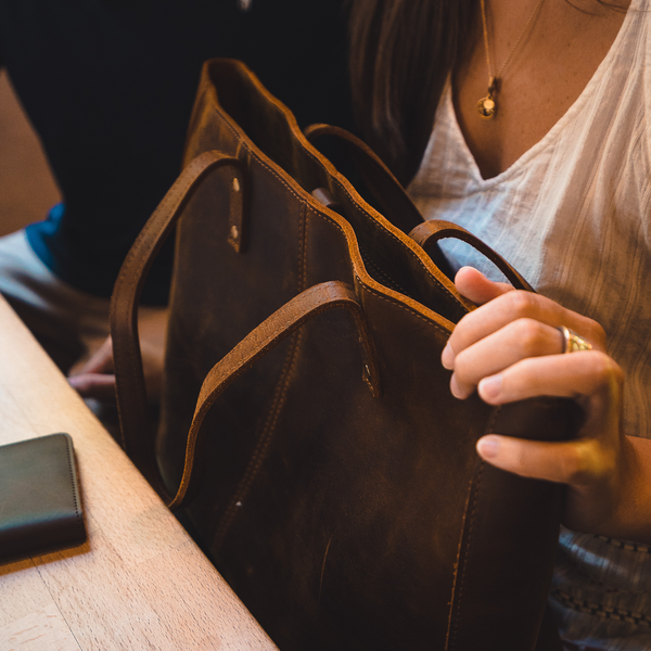 Crazy Horse Leather Tote Bag - YONDER BAGS