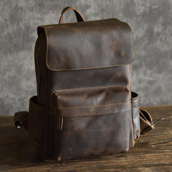 Crazy Horse Leather Backpack - YONDER BAGS