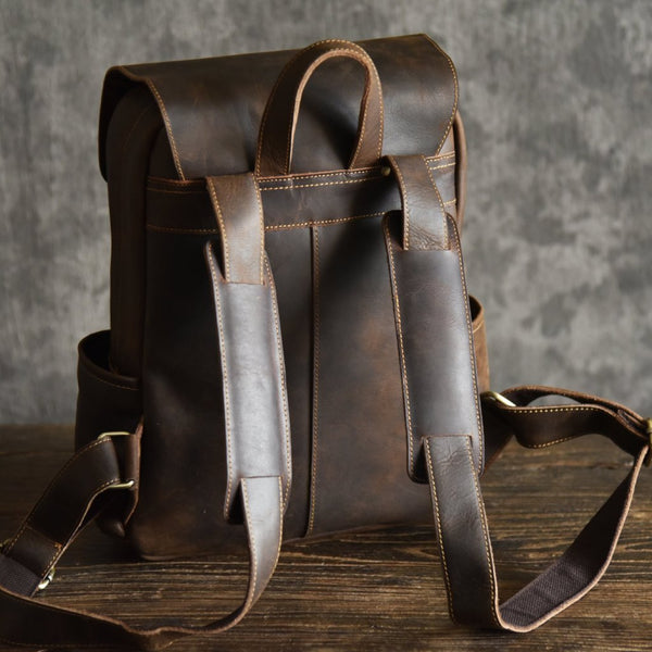 Crazy Horse Leather Backpack - YONDER BAGS