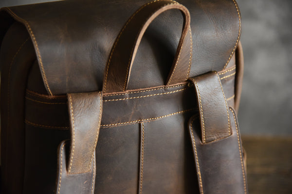 Crazy Horse Leather Backpack - YONDER BAGS