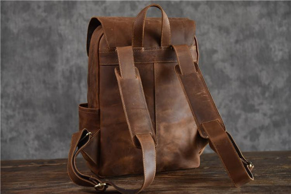 Crazy Horse Leather Backpack - YONDER BAGS