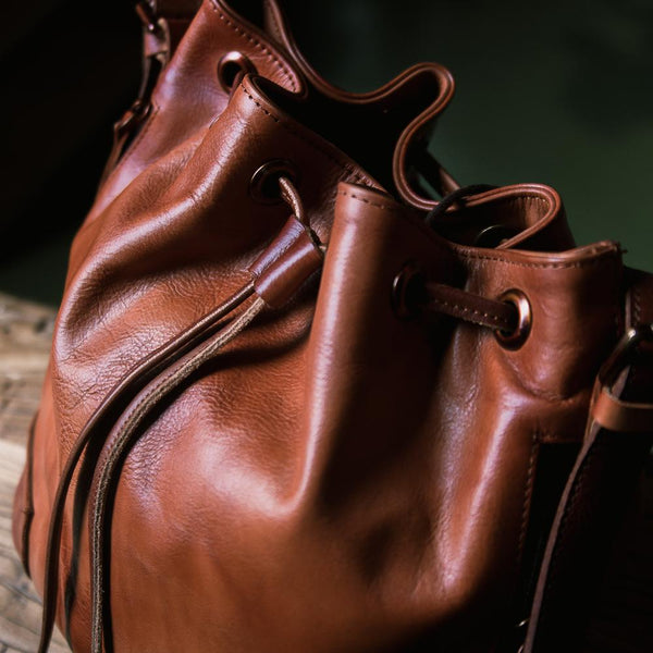Tulip Vintage Leather Bucket Bag - YONDER BAGS