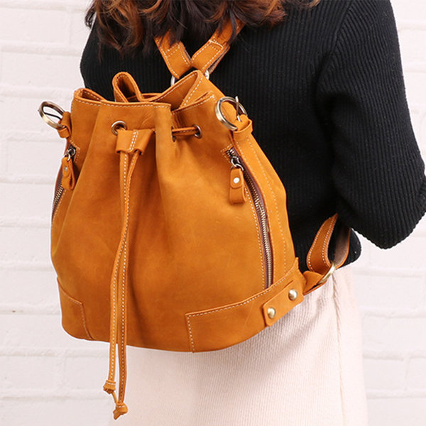 Tulip Vintage Leather Bucket Bag - YONDER BAGS