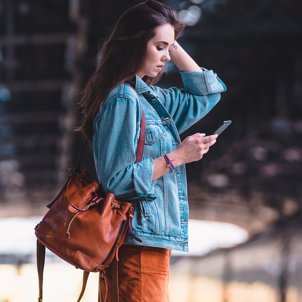 Vintage leather bucket bag deals
